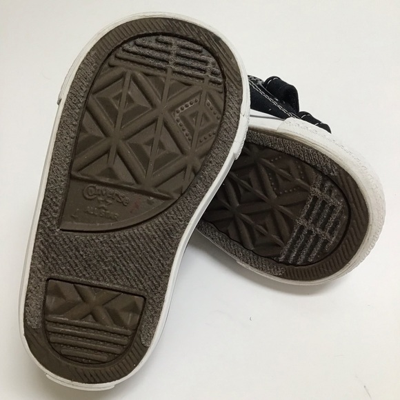 Converse All Star Chuck Taylor Toddler Boy Sneakers SZ 4 Black Low Top Hook Loop - Picture 9 of 16